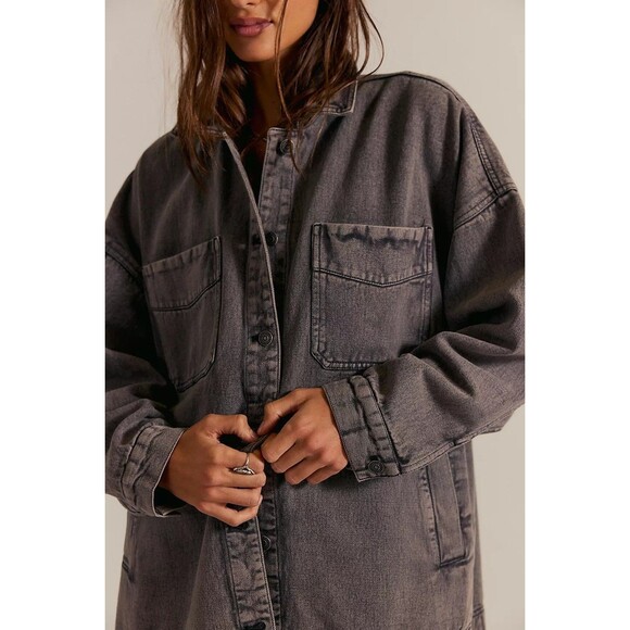 Free People We The Free Madison City Denim Jacket Top Oversized XL New 285605 - Picture 2 of 10